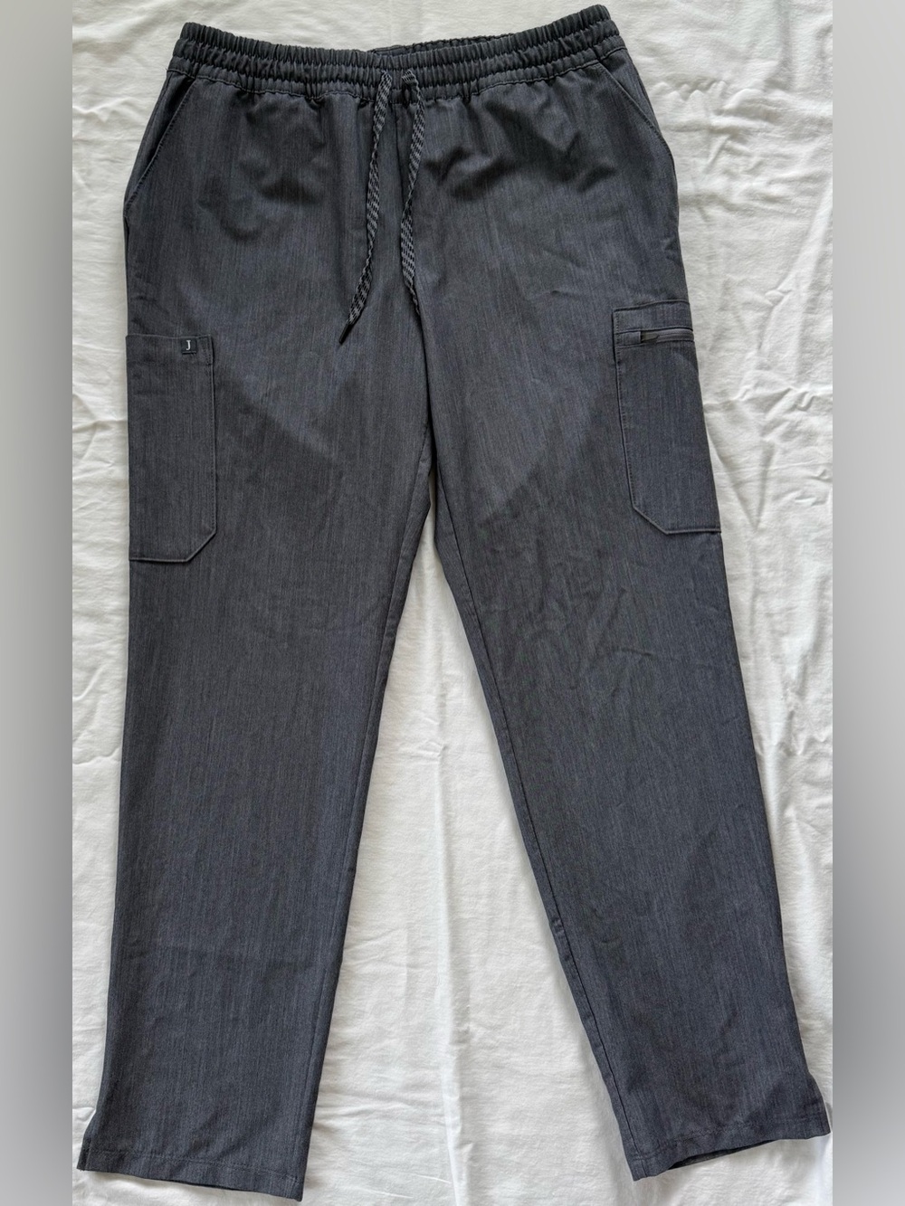 Jaanuu‎ Women's Gray Cargo Scrub Pants Size L Drawstring Waist